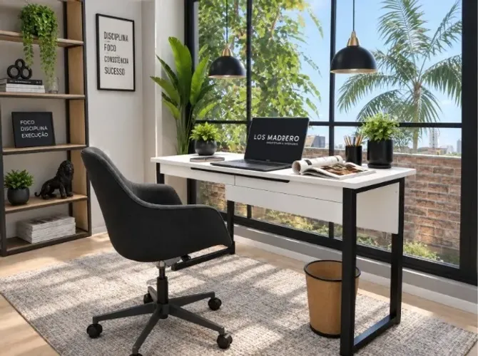 Mesa de Escritório Wood Office 2 gavetas. L90cm x P40cm x A74cm