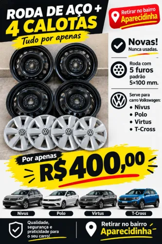 Roda de aço e calotas