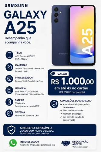 Vendo celular Sansung A25 ( 6 meses de uso)