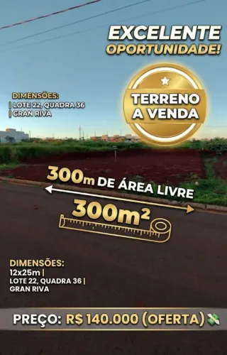 Terreno Gran riva 300m² ( Pronto Para Construir )