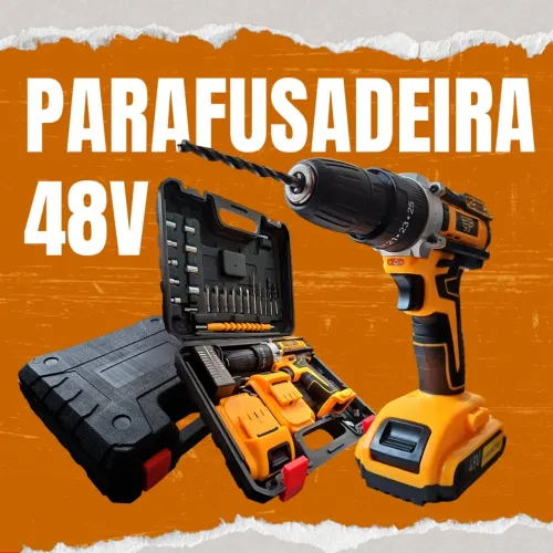 Promoção Parafusadeira 48v com 2 baterias, Jg de brocas e bits