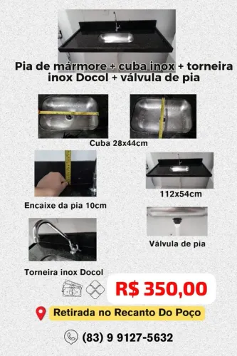 Pia cozinha em mármore