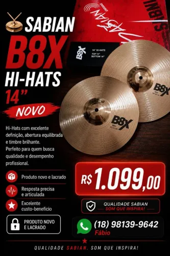 Prato Sabian B8X Hi-Hats 14"
