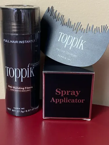 Kit Toppik Castanho escuro Pente e Spray aplicador 