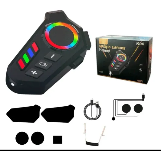 Intercomunicador Bluetooth para Capacete com LED RGB - Som HD, Comando de Voz