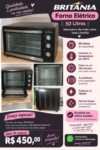 Vendo forno elétrico Britânia 50l
