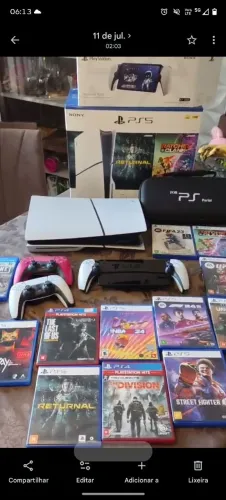 PS5 + JOGO + PS5 PORTÁTIL + 2 CONTROLES 