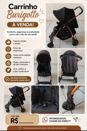 Carrinho de Bebê Burigotto - Conservado e Pronto para Uso