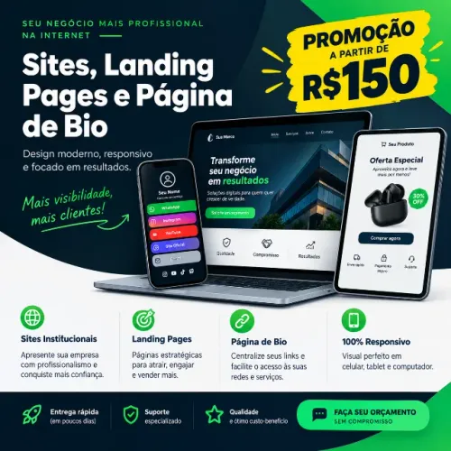 Sites, Landing Pages e Página de Bio | A partir de R$150