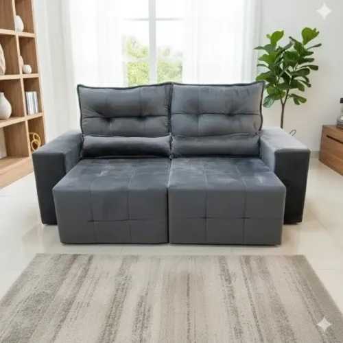 Sofá retratil e reclinavel liz cinza novo de fabrica