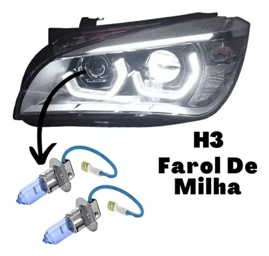 Par Lampadas Super Branca H3 8500k Tipo Xenon 12v 55w