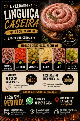 Linguiça tradicional e recheada.