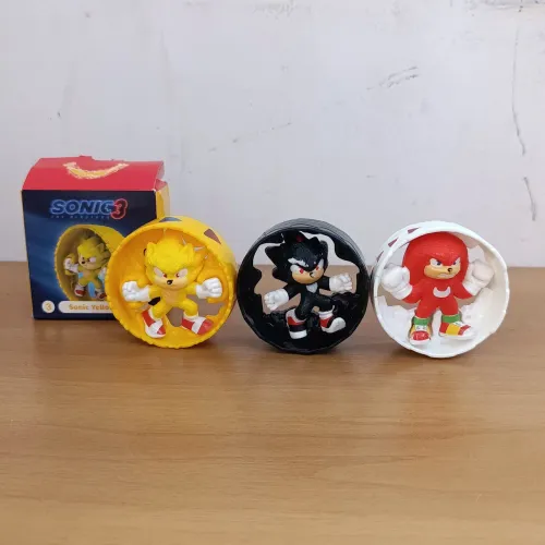 Coleção Sonic 3 Bonecos Sonic Super Sayajin Nuckles e Shadow, somente lote completo