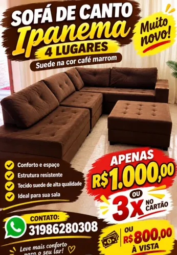 Venda de sofá de canto 4 peças semi novo