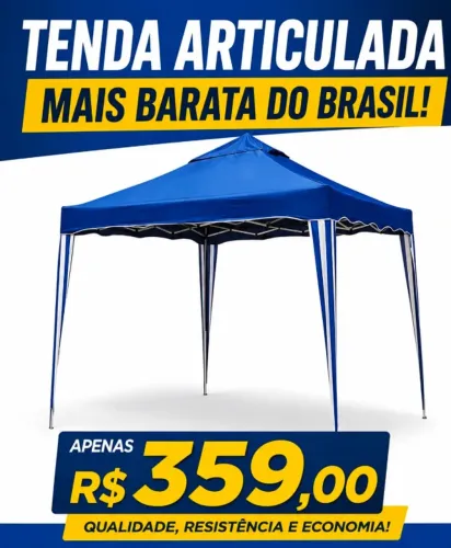 Tenda Gazebo 3x3 Sanfonada Articulada Dobrável Reforçada para Praia