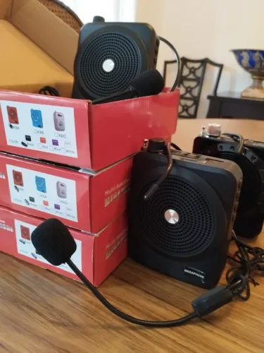 Kit 3 Megafones amplificadores de voz portáteis para professores e palestrantes