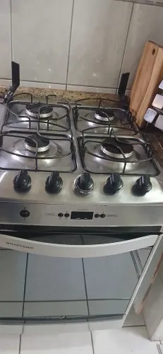 Fogão de Embutir Brastemp 4 Bocas Inox com Timer Digital