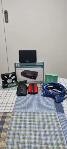 Kit Periféricos - 2 Mouses + Caixa JBL + Switch 8 Portas + Cabo VGA/RJ45 + Cooler