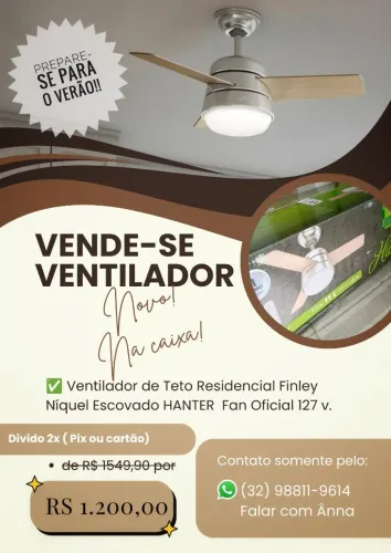 Vende-se Ventilador de Teto Residencial Finley (HANTER )