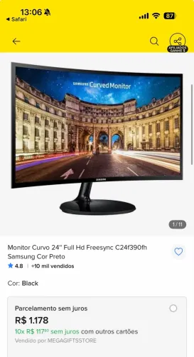 Monitor Samsung C390 CURVO 24?