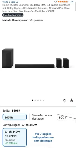 Home Theater LG S60TR 5.1 440W Bluetooth Dolby Digital Completo