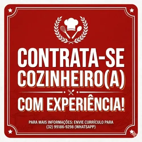 VAGA DE COZINHEIRO(A) COM EXPERIÊNCIA