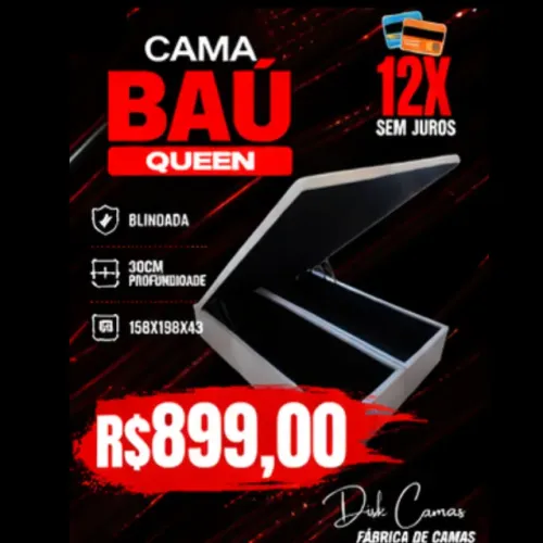 Aproveite! Cama Baú Queen Blindada por R$899. Direto da Fábrica!