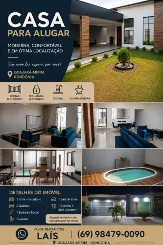 CASA MODERNA PARA ALUGUEL EM GUAJARAMIRIM- RO