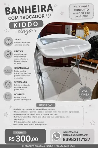 Banheira com trocador Kiddo