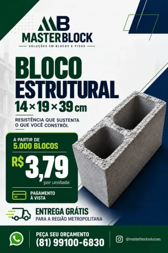 Bloco estrutural 14x19x39