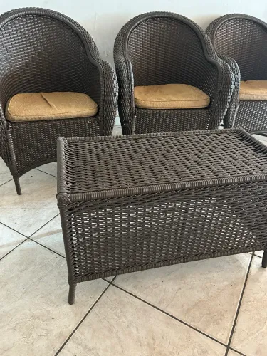 Jogo duas poltronas cadeira com mesa decora varanda, sala, piscina