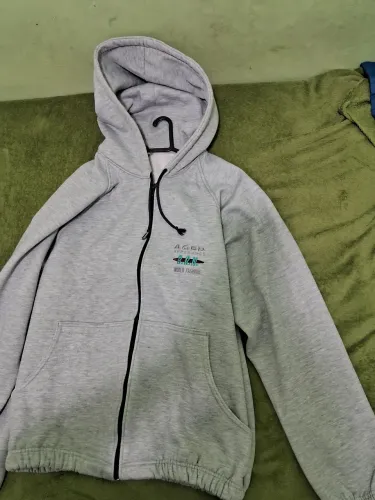 Blusa de frio moletom cinza com capuz - tamanho G - 100% algodão