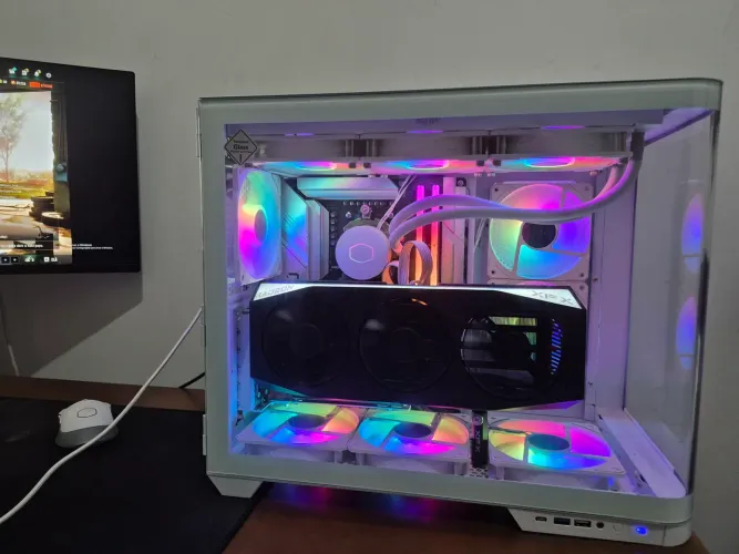 Gabinete + Walter Cooler 360mm + 6 Fans ARGB + suporte vertical da GPU pci-e 5.0 x16