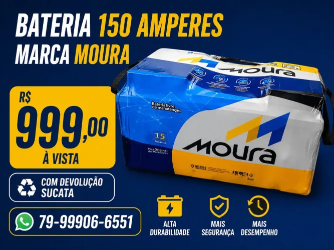Bateria 150 amperes Moura Nova 
