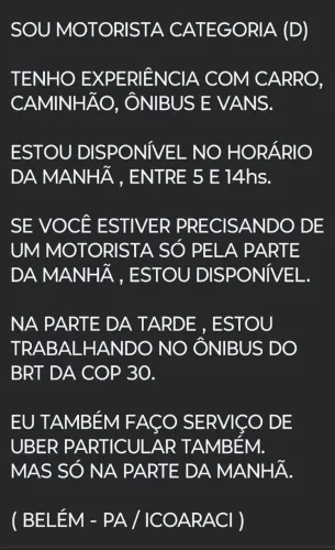 Motorista Cat. (D) Disponível