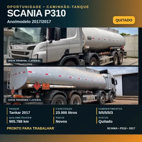 Scania P310 2017/2017 ? Caminhão-Tanque Tankar 23.000 Litros