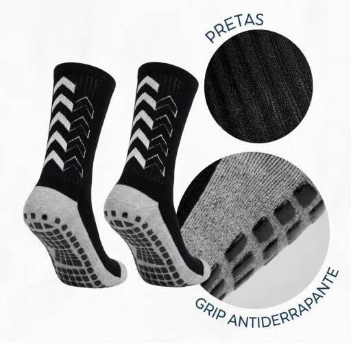 Meia Antiderrapante Esportiva Grip Pro Para Futebol, Treino e Corridas