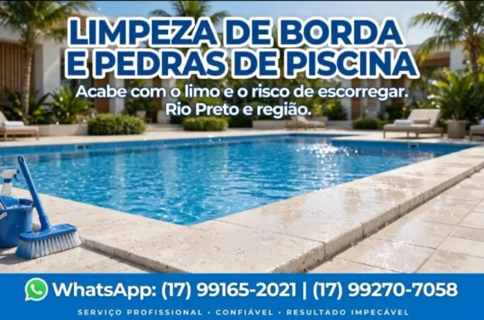 Limpeza de pedra, borda área externa 