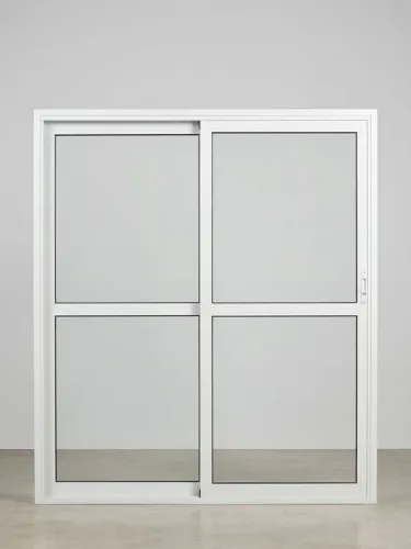 Porta de correr em alumínio branco com vidro (porta balcão)