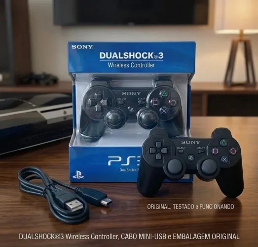 Controle PS3 Dualshock 3 (Primeira Linha) - Novo na Caixa com Cabo