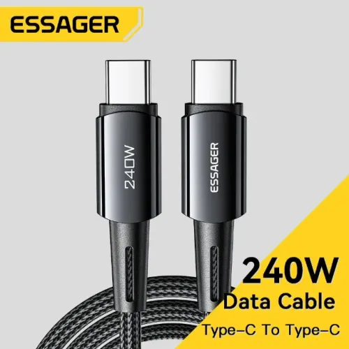 Cabo Tipo C Essager 240W Turbo 5A Carregamento Rápido Dados PD 3.1 com 2 Metros