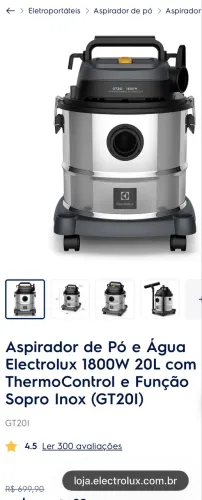 Aspirador de pó e água Electrolux 20 L