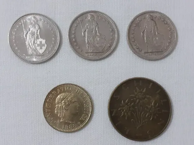 Moedas da Suiça e da Áustria - 1970 - 1988