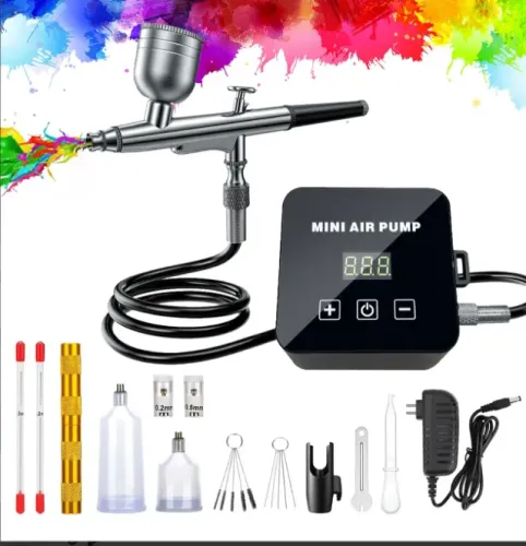 Kit Mini Compressor De Ar + Aerógrafo Profissional Completo