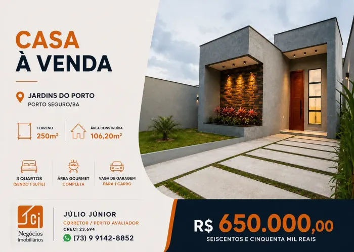 Belíssima casa no Jardins do Porto, em Porto Seguro/BA