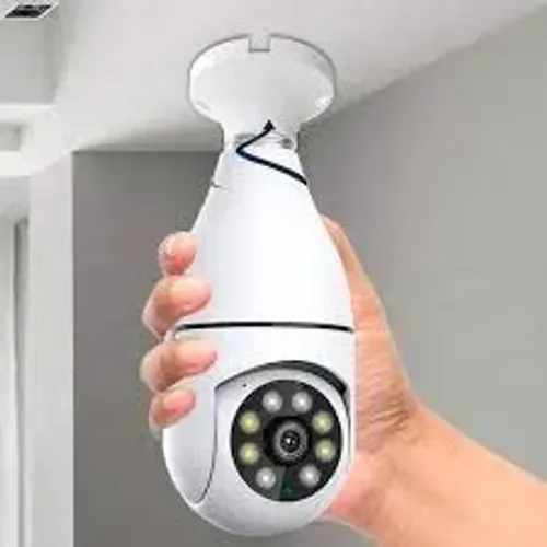 Camera Lampada Wifi Giratória 360º Visão Noturna e Audio