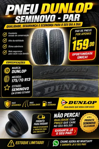 Par de pneus Dunlop 175 70 13 oportunidade!