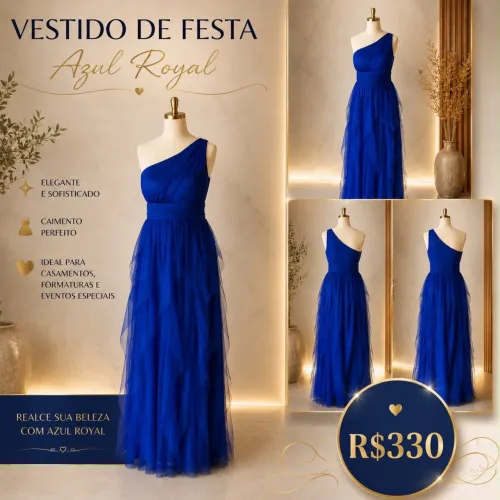 Vestido de Festa Azul Royal - R$ 330