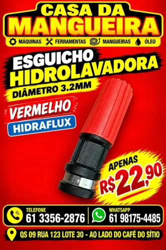 ESGUICHO HIDROLAVADORA DIAM 3,2MM VERMELHO- HIDRAFLUX