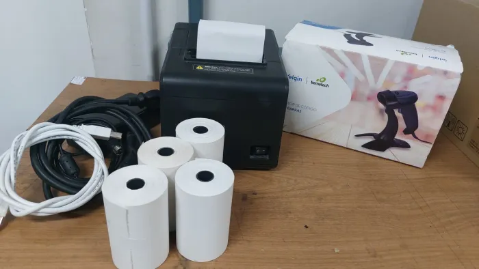 Kit Automação Impressora Térmica Não fiscal + leitor de Código de Barras novo + Bobinas